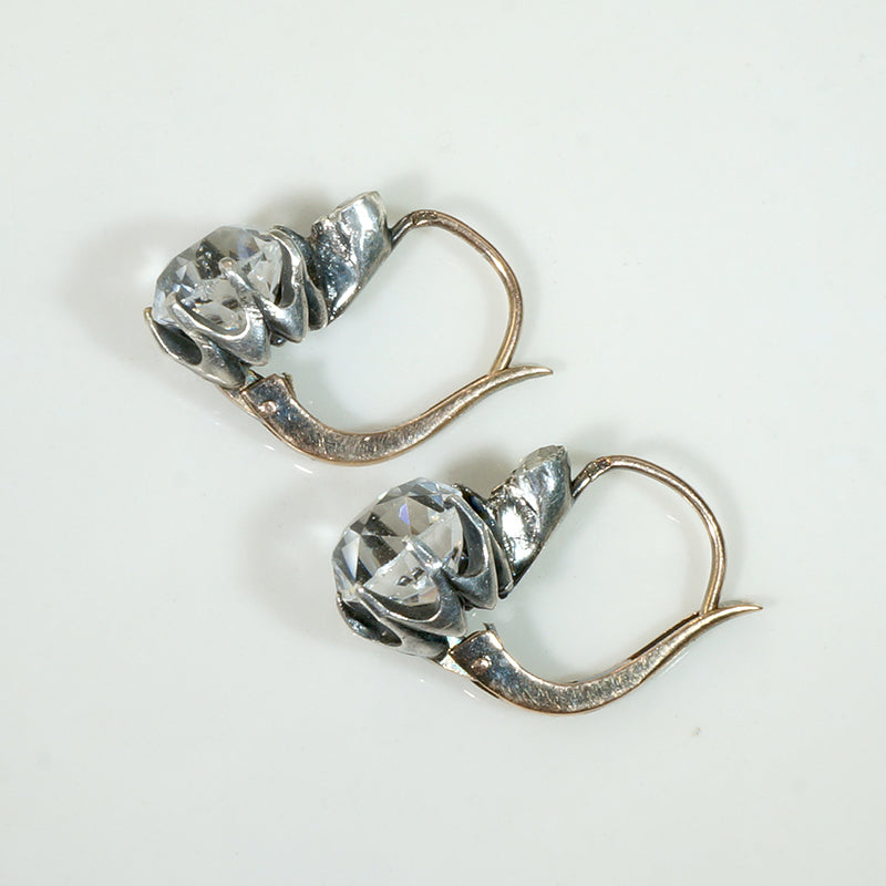 Dazzling Paste & Rose Cut Diamond French Earbobs
