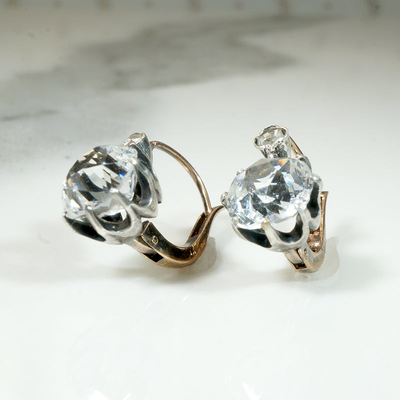 Dazzling Paste & Rose Cut Diamond French Earbobs