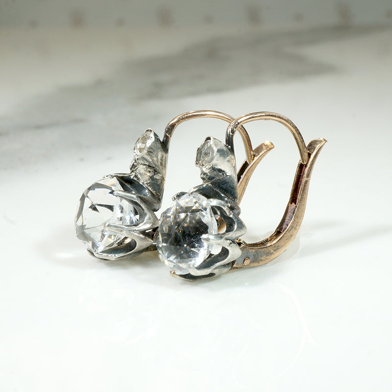 Dazzling Paste & Rose Cut Diamond French Earbobs