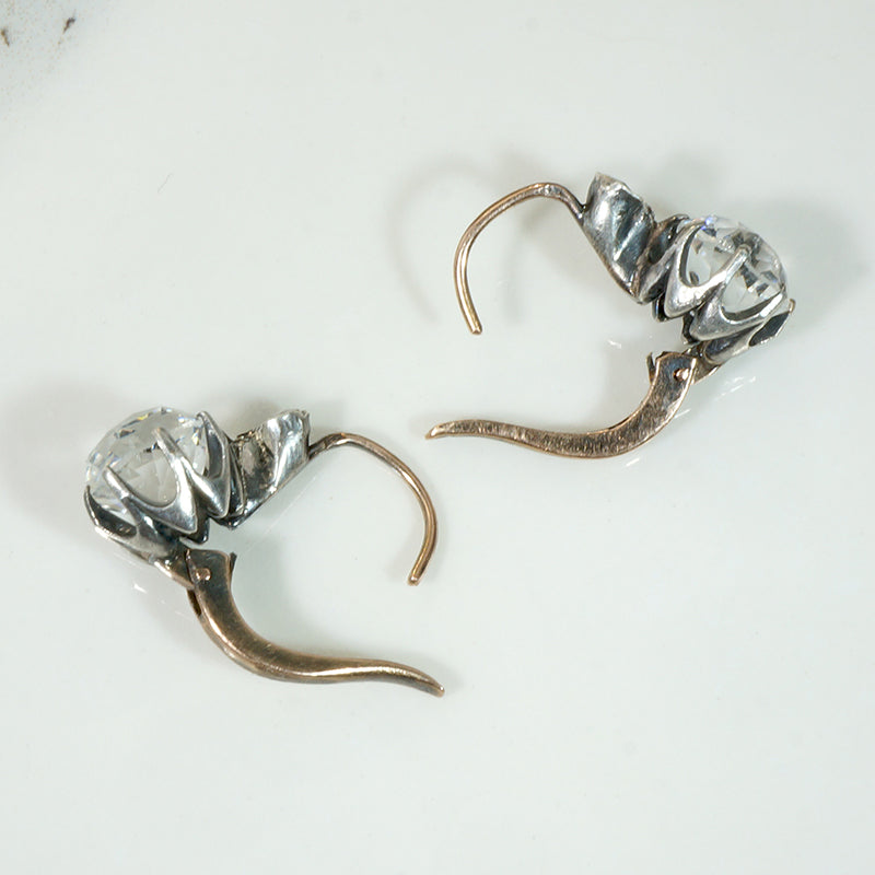 Dazzling Paste & Rose Cut Diamond French Earbobs