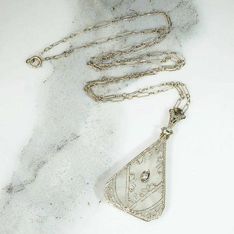 Dreamy Triangular Camphor Glass Necklace