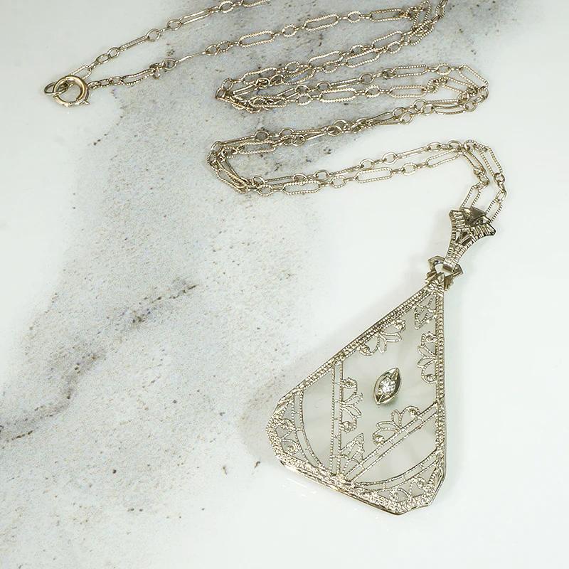 Dreamy Triangular Camphor Glass Necklace