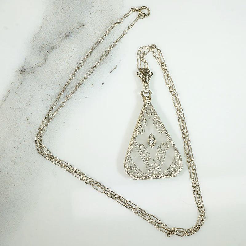 Dreamy Triangular Camphor Glass Necklace