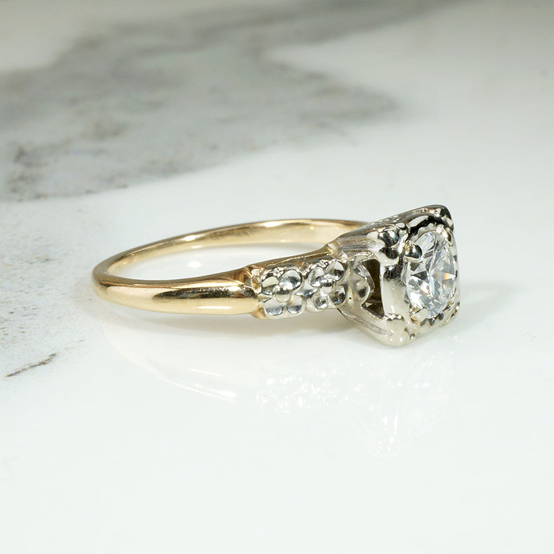Forget Me Not Two-Tone Diamond Solitaire Ring