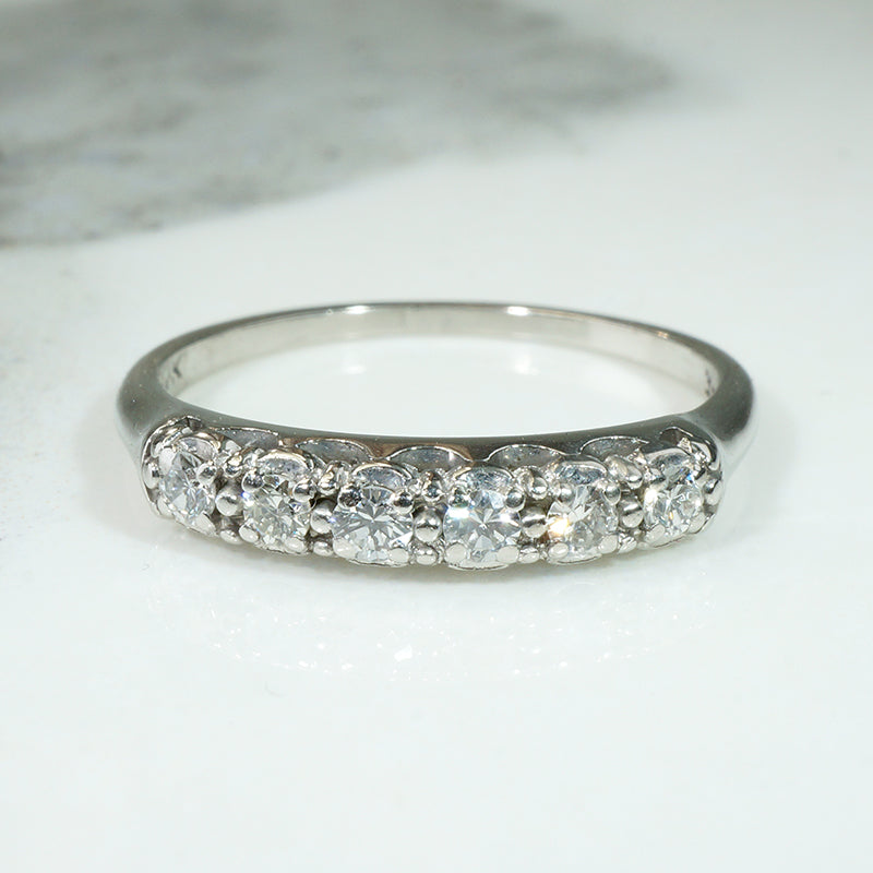Six Diamond & Platinum Band with Soft Details