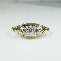 Interesting Art Moderne Diamond & Two-Tone Gold Ring