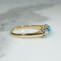 Dainty Victorian Turquoise & Diamond Trilogy Ring