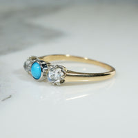 Dainty Victorian Turquoise & Diamond Trilogy Ring