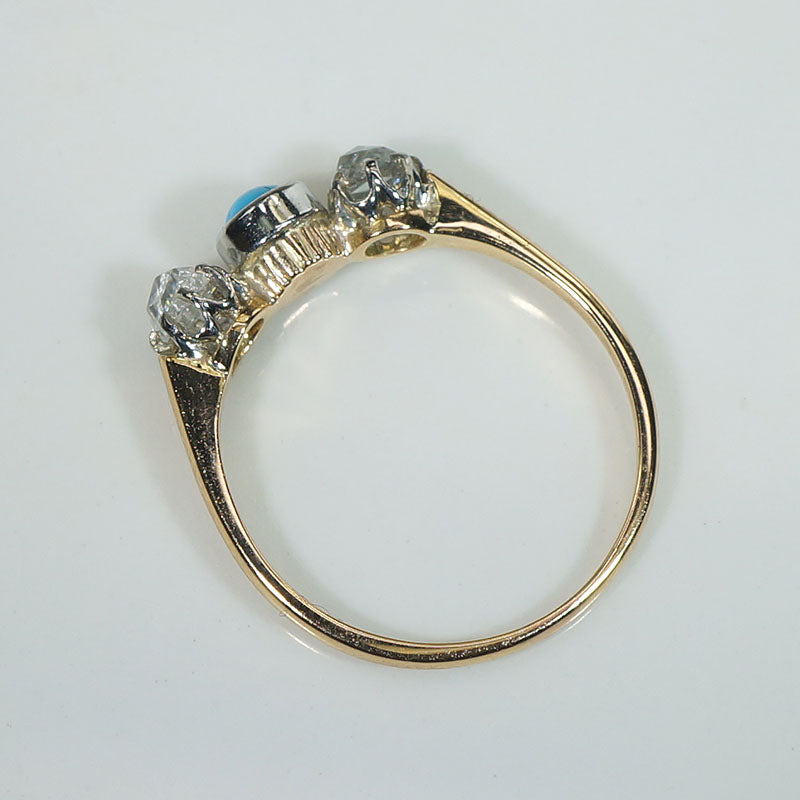 Dainty Victorian Turquoise & Diamond Trilogy Ring