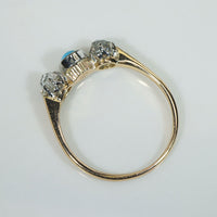 Dainty Victorian Turquoise & Diamond Trilogy Ring