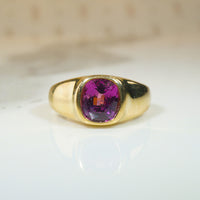 Heavy Sculpted Gold and Deep Pink Tourmaline Ring