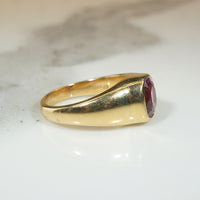 Heavy Sculpted Gold and Deep Pink Tourmaline Ring