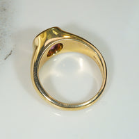 Heavy Sculpted Gold and Deep Pink Tourmaline Ring