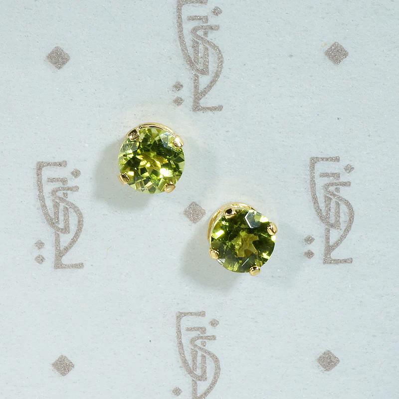 Gorgeous Green Peridot in Classic Gold Studs