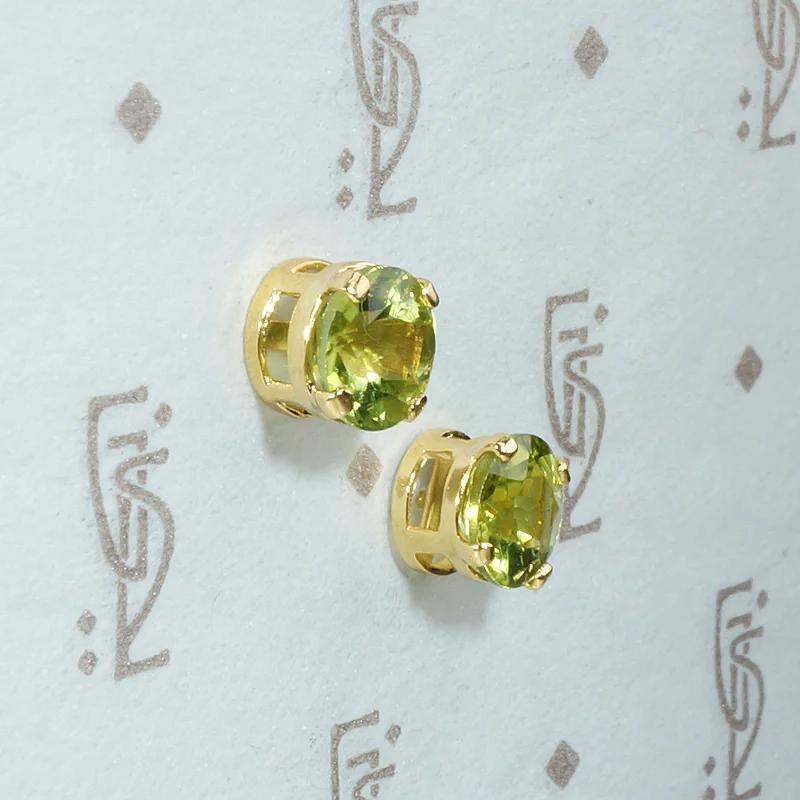 Gorgeous Green Peridot in Classic Gold Studs