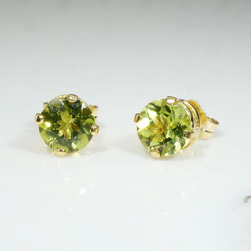 Gorgeous Green Peridot in Classic Gold Studs