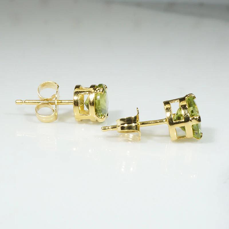 Gorgeous Green Peridot in Classic Gold Studs