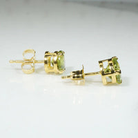 Gorgeous Green Peridot in Classic Gold Studs