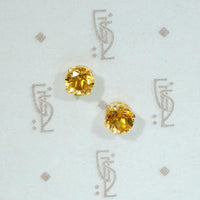 Frozen Honey Citrine in Gold Stud Earrings