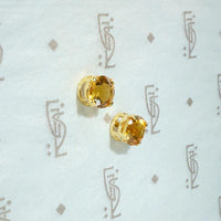 Frozen Honey Citrine in Gold Stud Earrings