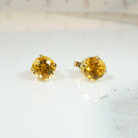 Frozen Honey Citrine in Gold Stud Earrings