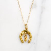 Lucky 18k Gold Nugget Horseshoe Pendant