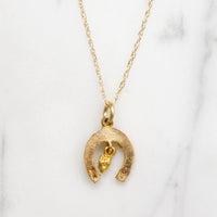 Lucky 18k Gold Nugget Horseshoe Pendant