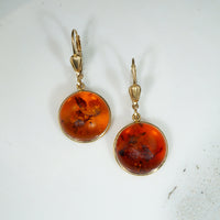 Blood Moon Amber Cabochon Earrings