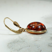 Blood Moon Amber Cabochon Earrings