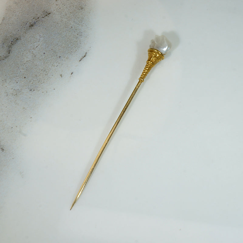 Baroque Pearl in Gold Torch Stick Pin