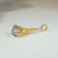 Witchy Wee Gold Bird's Talon Charm with Moonstone Orb