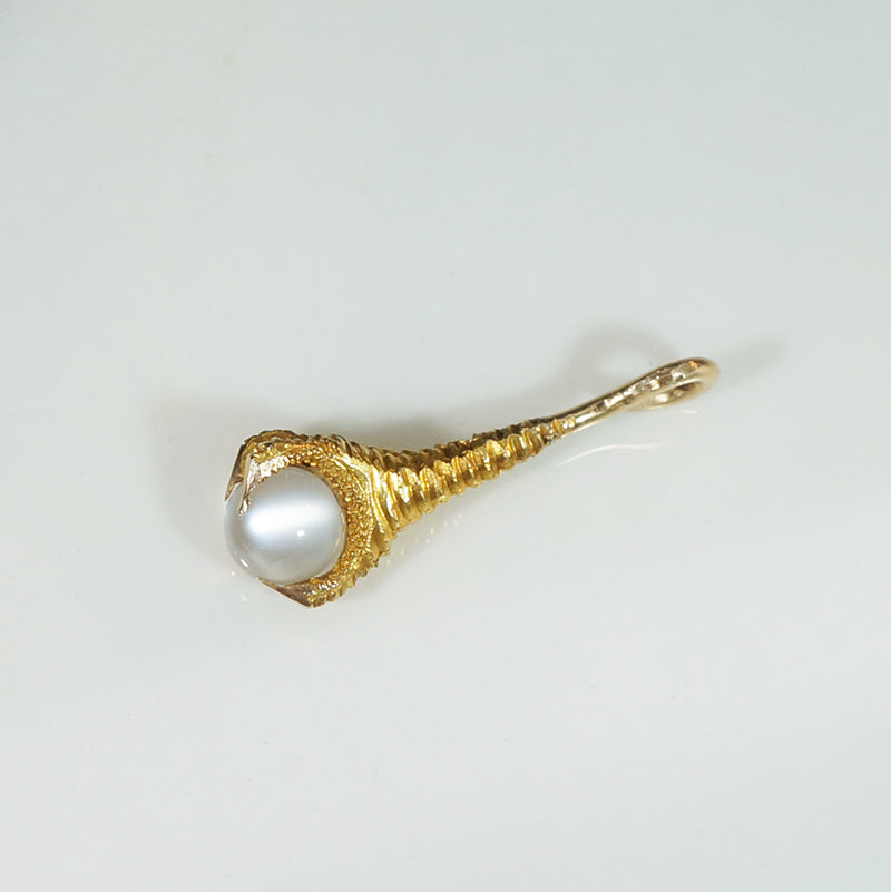 Witchy Wee Gold Bird's Talon Charm with Moonstone Orb
