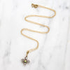 Sweet Opal & Old Mine Cut Diamond Pendant in Rosy Gold