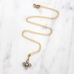 Sweet Opal & Old Mine Cut Diamond Pendant in Rosy Gold