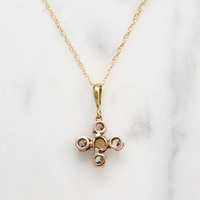 Sweet Opal & Old Mine Cut Diamond Pendant in Rosy Gold