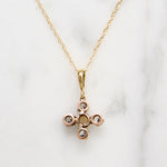 Sweet Opal & Old Mine Cut Diamond Pendant in Rosy Gold