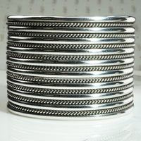 Navajo Wide Sterling Cuff Signed Tahe