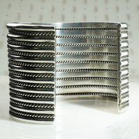 Navajo Wide Sterling Cuff Signed Tahe