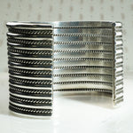 Navajo Wide Sterling Cuff Signed Tahe