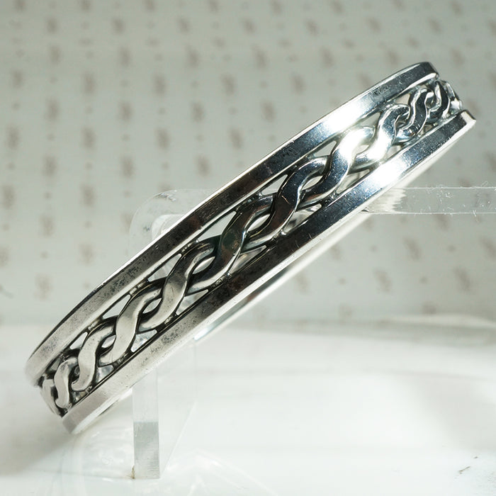 Open Work Twist Silver Bangle