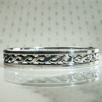 Open Work Twist Silver Bangle