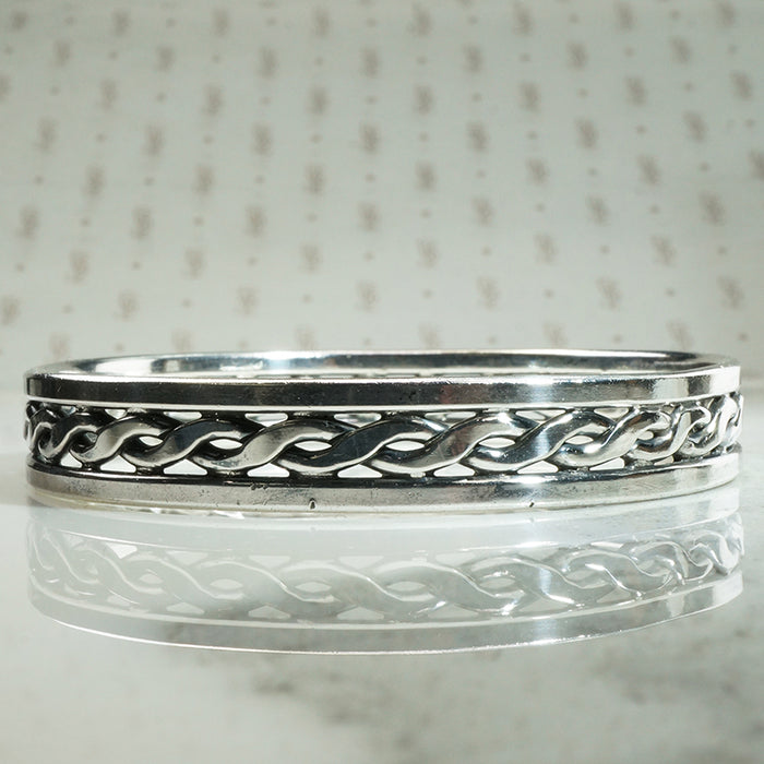 Open Work Twist Silver Bangle