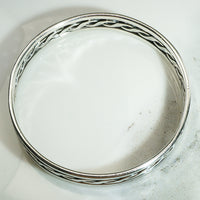 Open Work Twist Silver Bangle
