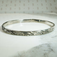 Rainforest Engraved Sterling Taxco Bangle