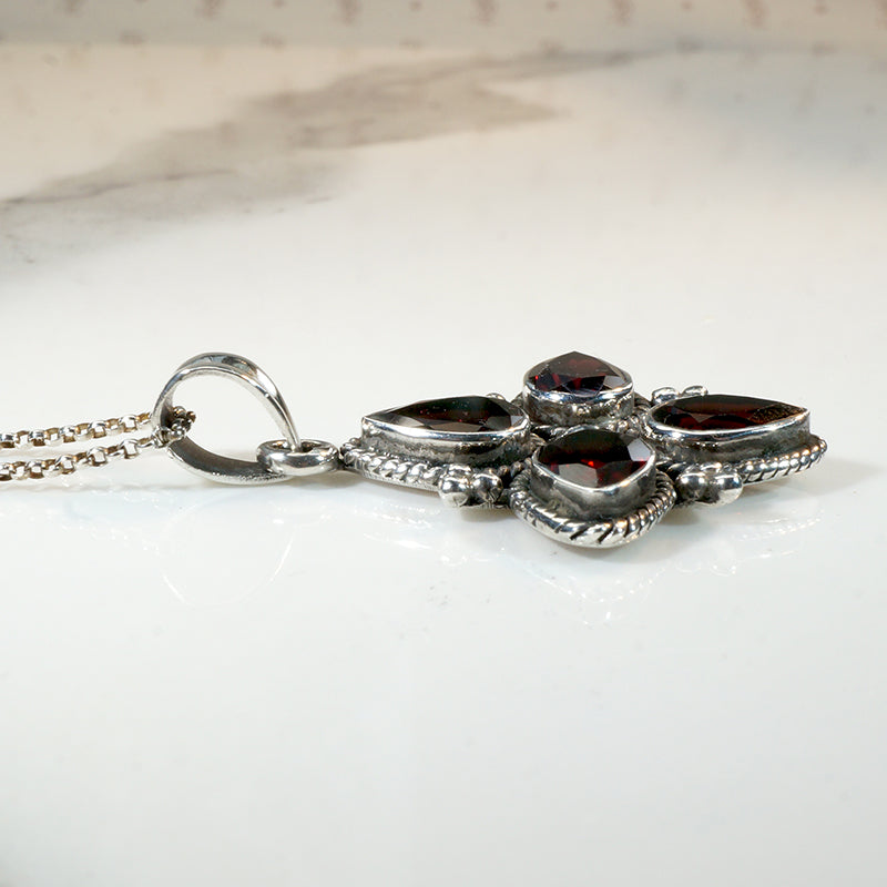 Gothic Glamour Garnet Cruciform Pendant
