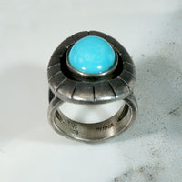 Cyan Turquoise in Chunky Sterling Ring