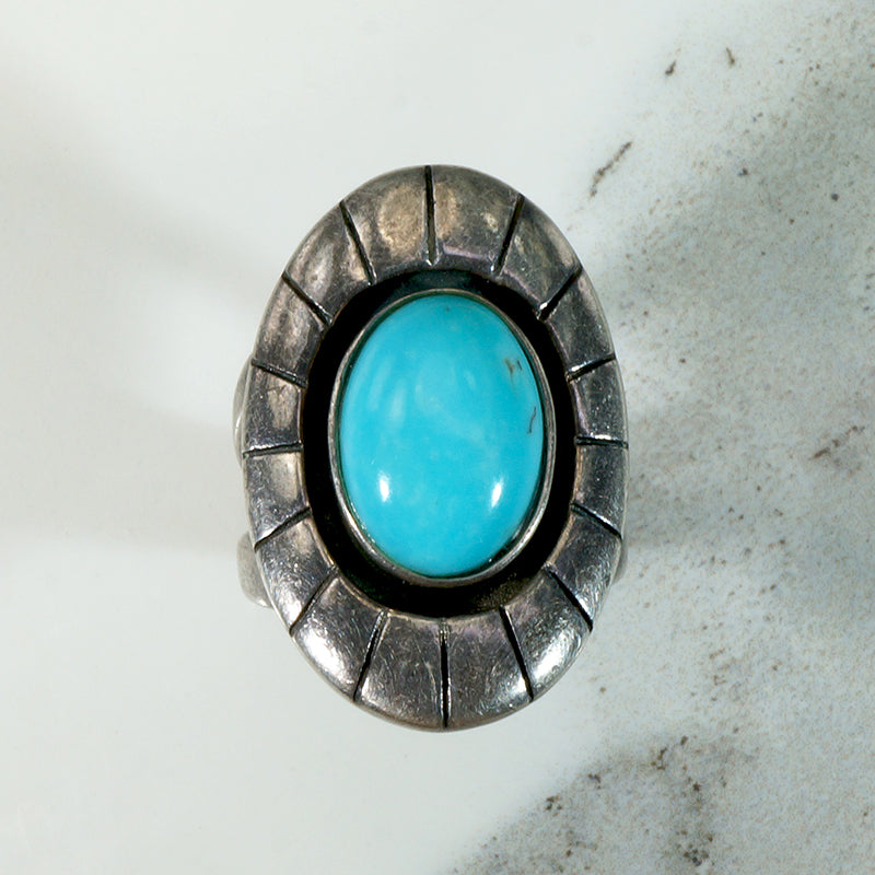 Cyan Turquoise in Chunky Sterling Ring