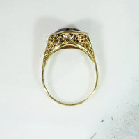 Unique Hand Cut Amethyst in Gold Filigree Ring