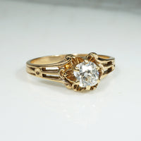 Squoval Old Mine Cut Diamond in Delightful Belcher Ring