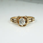 Squoval Old Mine Cut Diamond in Delightful Belcher Ring